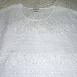 Liz Claiborne Womens Waist Tie Blouse Top White Short Sleeve Size MEDIUM